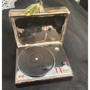 Vintage‎ Style Record Player Turntable Ornament Christmas Holiday Decor